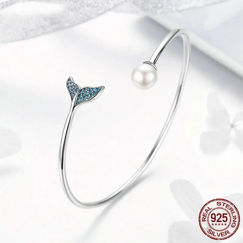 SHE JOY Silver Blue Zircon Bracelets & Bangles