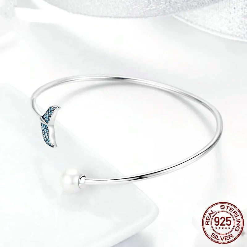 SHE JOY Silver Blue Zircon Bracelets & Bangles