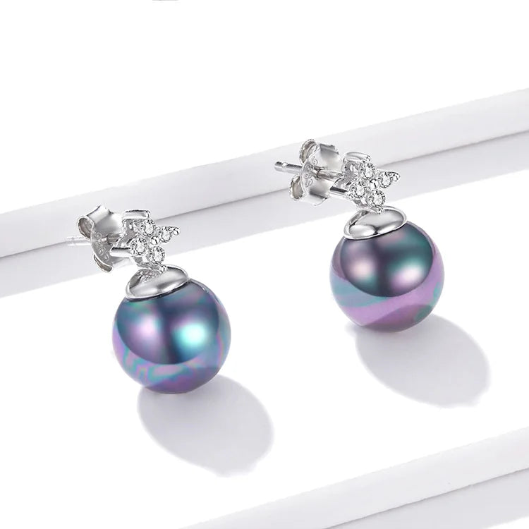 SHE JOY Elegant Black Pearl Earrings Necklace