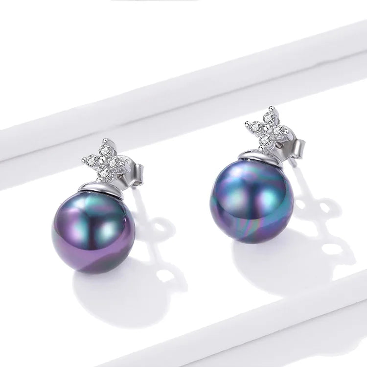 SHE JOY Elegant Black Pearl Earrings Necklace