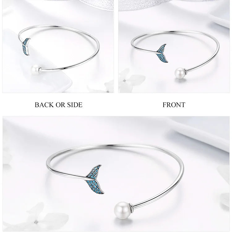 SHE JOY Silver Blue Zircon Bracelets & Bangles