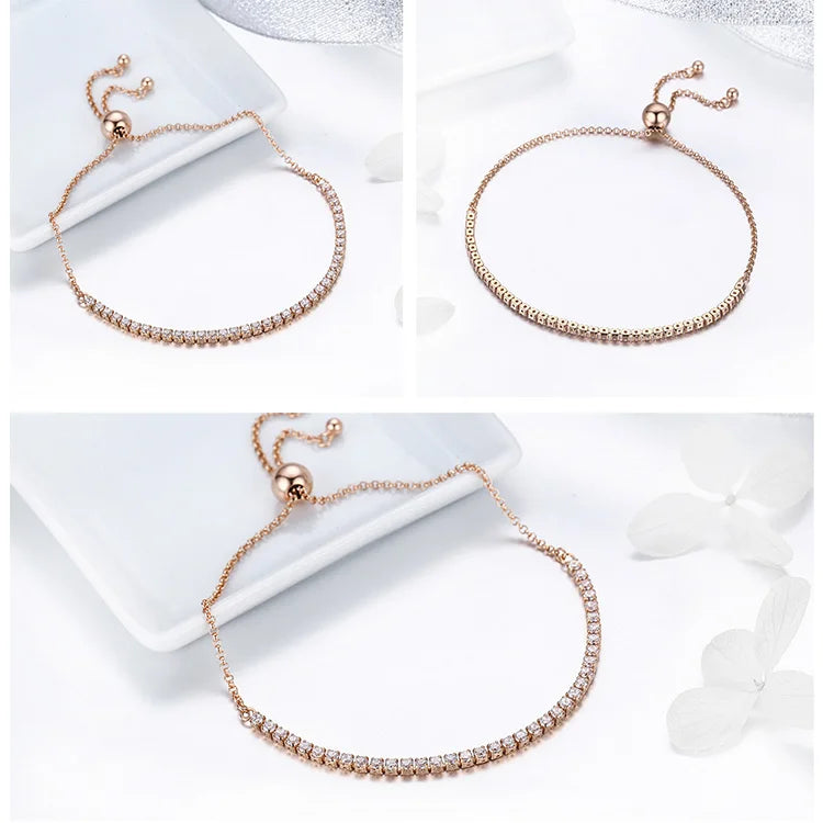 SHE JOY 14K Gold Plated Classic Tennis Bracelet
