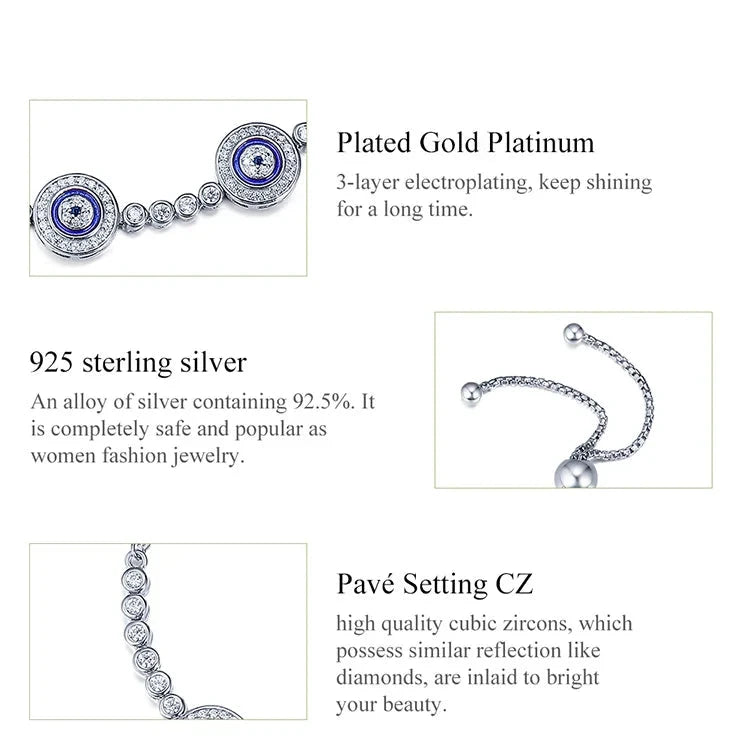 SHE JOY Blue Evil Eyes , Zircon Crystal Bracelet