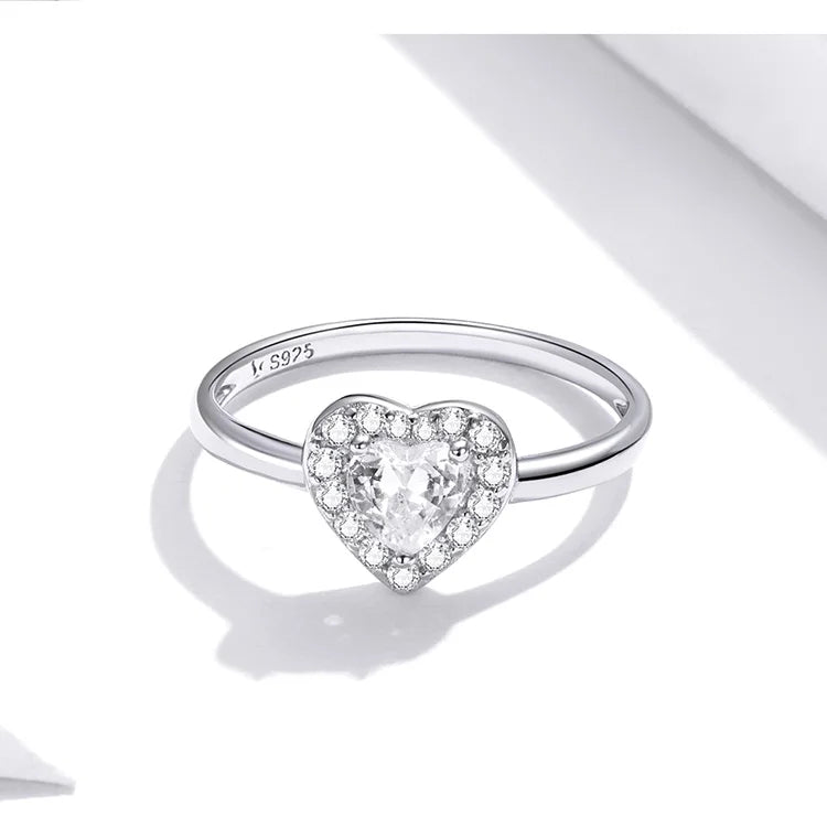 SHE JOY Heart Stone Necklace and Ring Bright Love