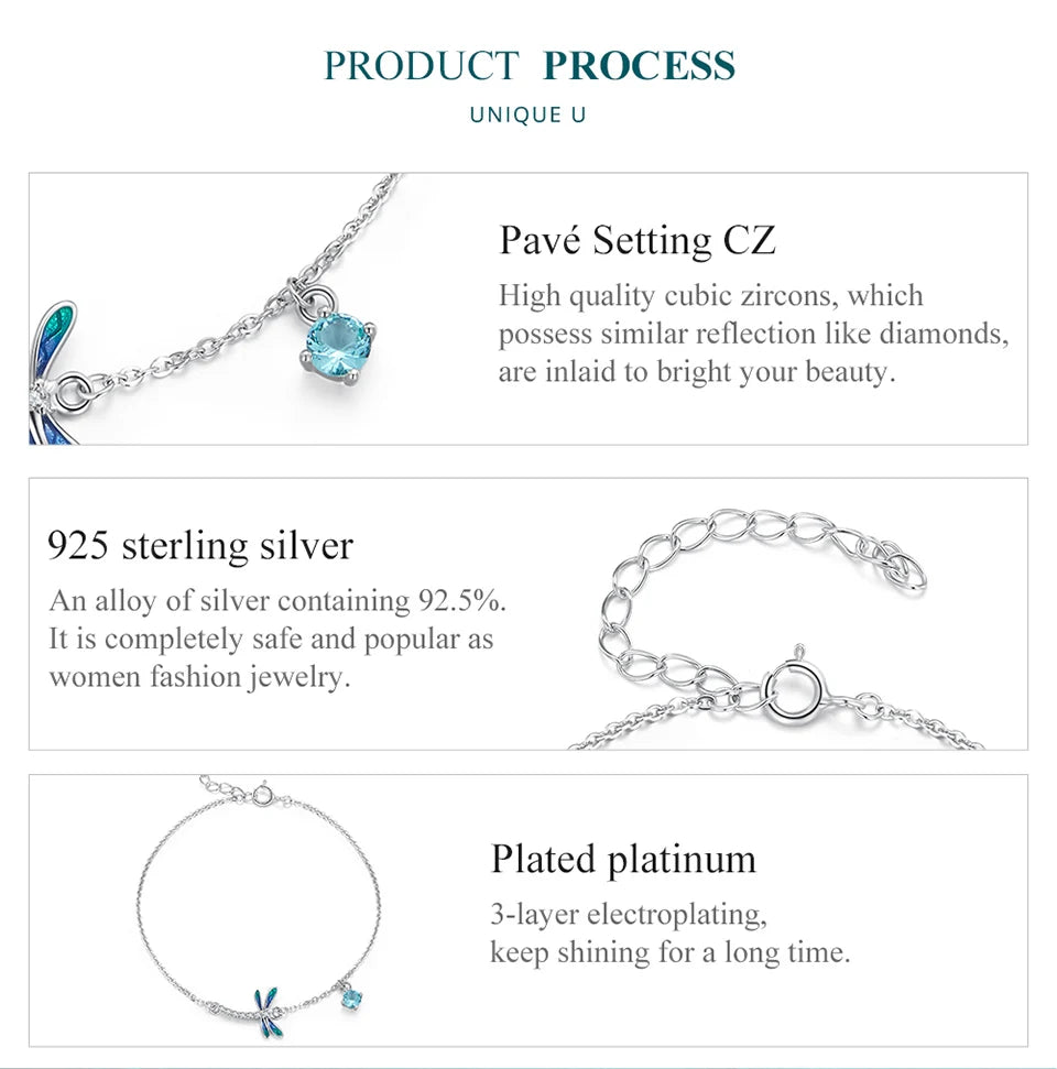 SHE JOY Green and Blue Enamel Dragonfly Bracelet