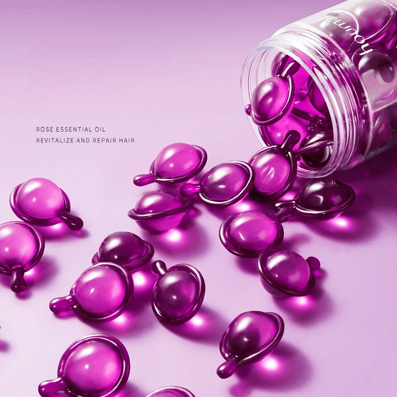 Hair Keratin 30pcs Rose Essential Oil Capsules Supple Dry