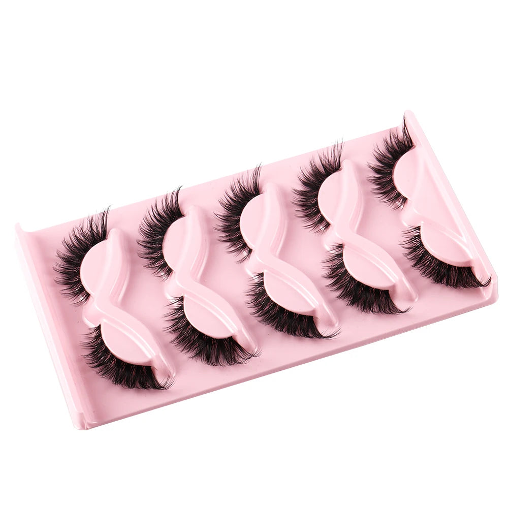 5 Pairs Cat Eye Lashes Faux Mink Eyelashes Natural
