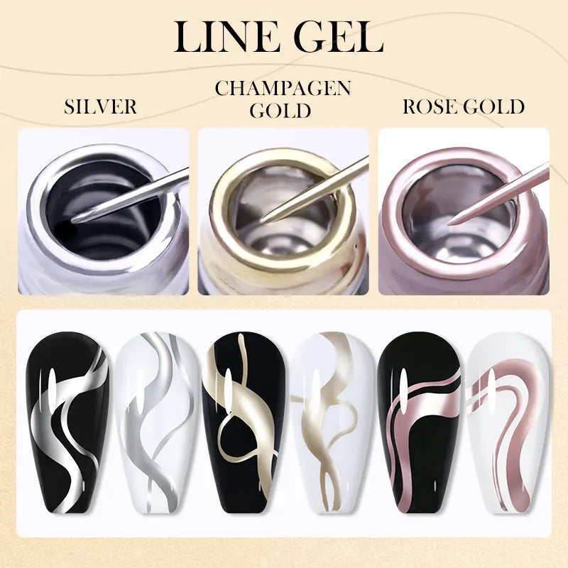 Metallic Liner Gel Nail Gold & Sliver