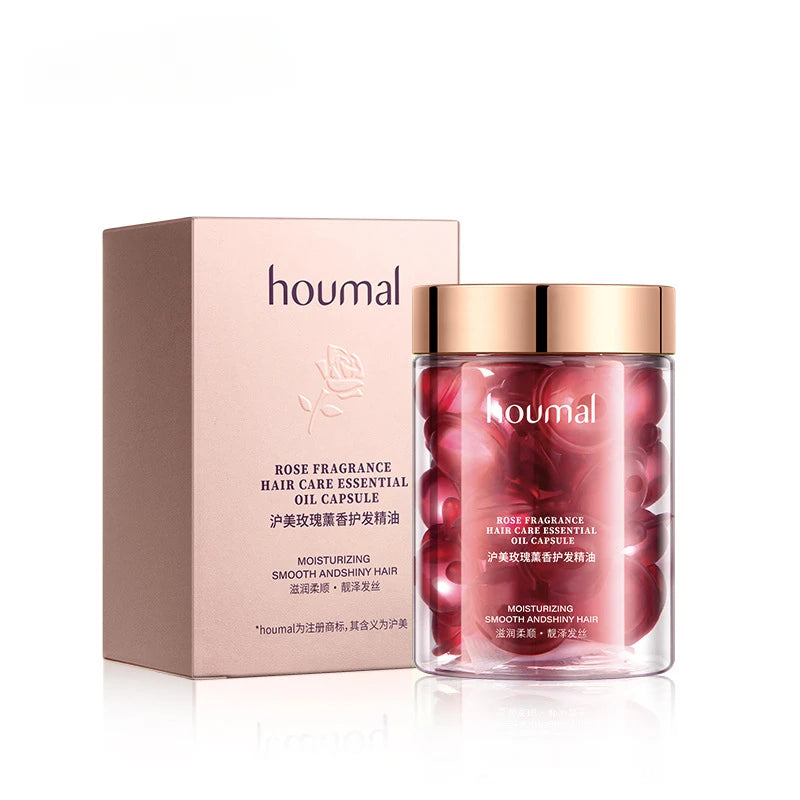Hair Keratin 30pcs Rose Essential Oil Capsules Supple Dry