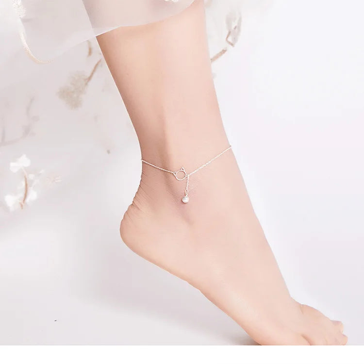 SHE JOY  925 Sterling Silver Bracelet for Foot