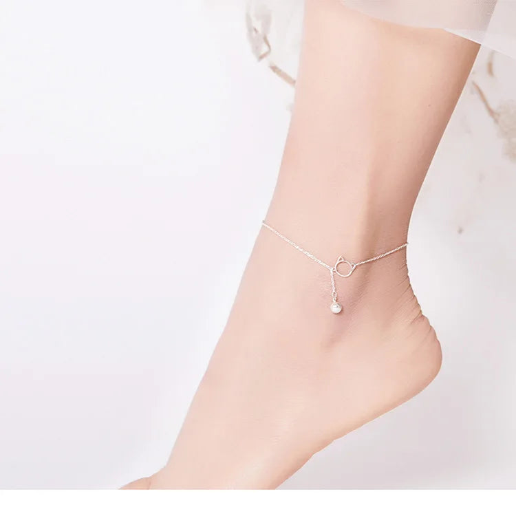 SHE JOY  925 Sterling Silver Bracelet for Foot