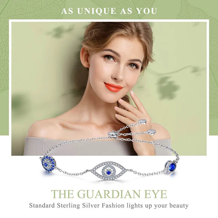 SHE JOY Blue Zircon Evil Eyes Bracelet Guardian Eye Chain