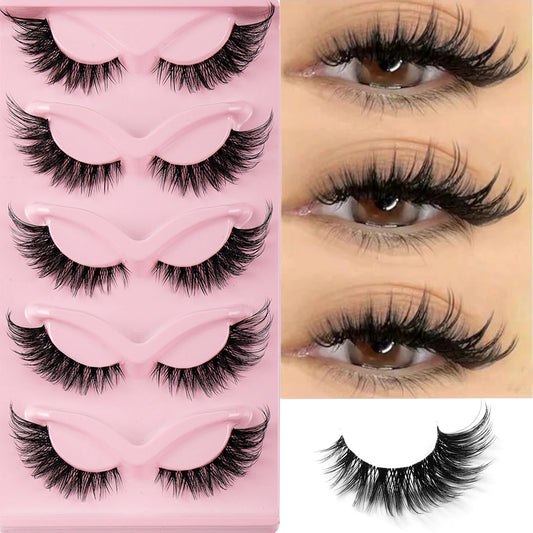 5 Pairs Cat Eye Lashes Faux Mink Eyelashes Natural