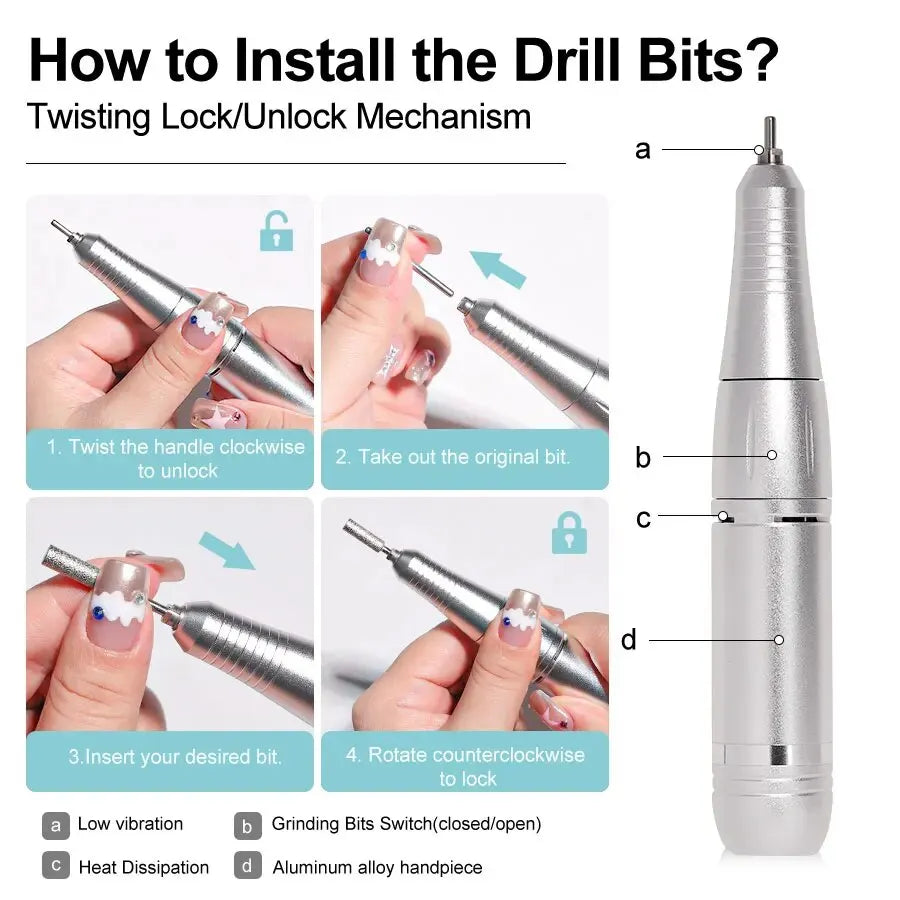 Beauty Electric Nail Polisher Drill Bits Professional Nails45000RPM