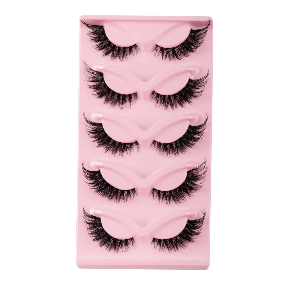 5 Pairs Cat Eye Lashes Faux Mink Eyelashes Natural