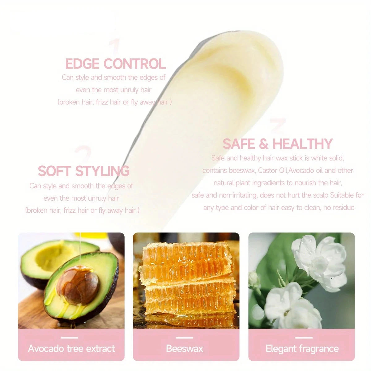 1pcs Hair Wax Stick For Fly Aways And Frizz Hair, Fruit Flavour