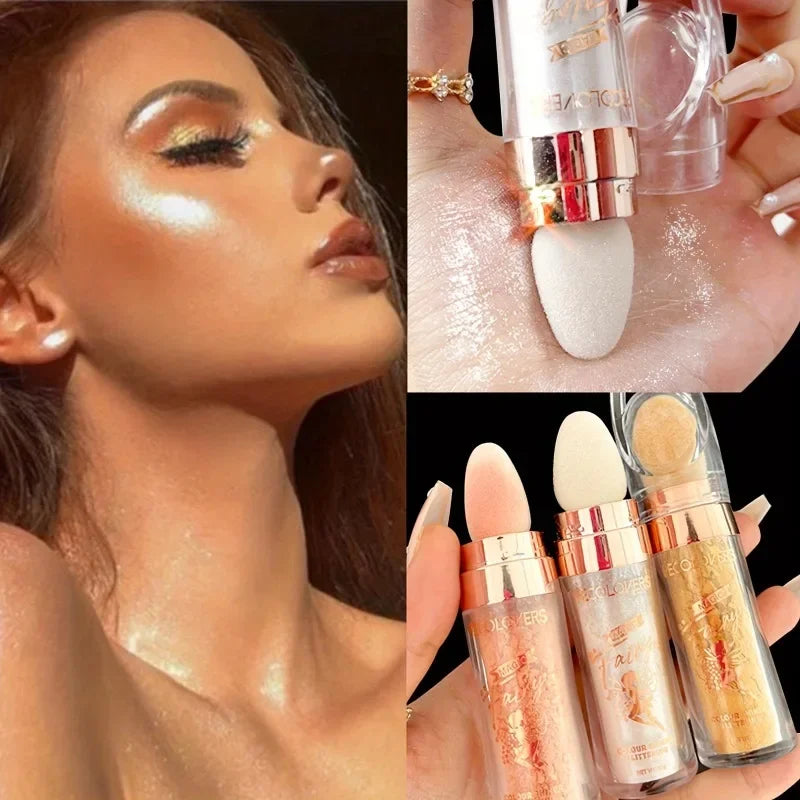 Beauty Powder Highlighter Stick - Shimmering Contour Blush for Brightening and Defining Your Features